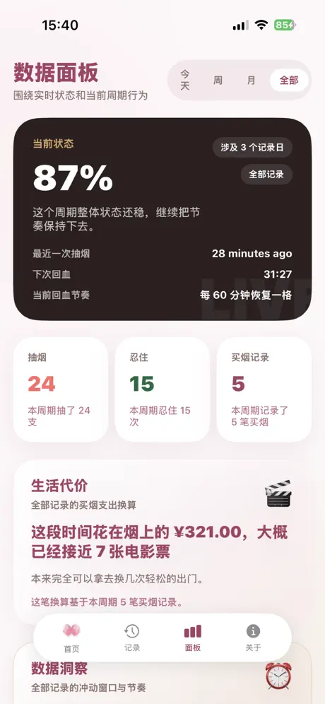 戒烟吧健康看板截图